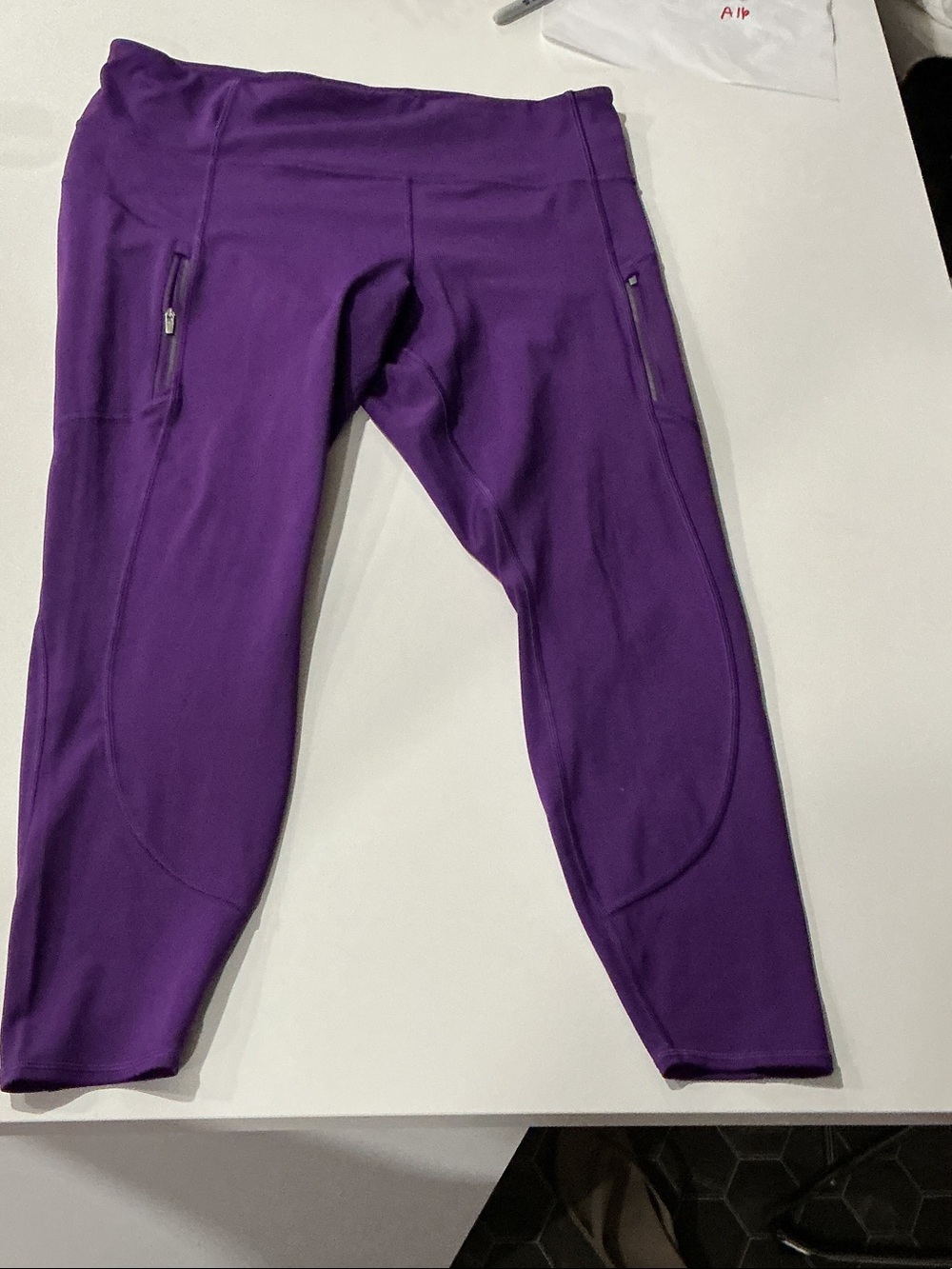 Athleta Purple High-Rise Active Leggings with Zip Pockets